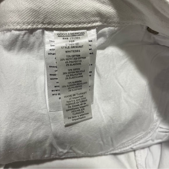 Good American Icon Shorts White Denim Plus Size 18 High Rise Raw Hem Bermuda - Picture 9 of 11